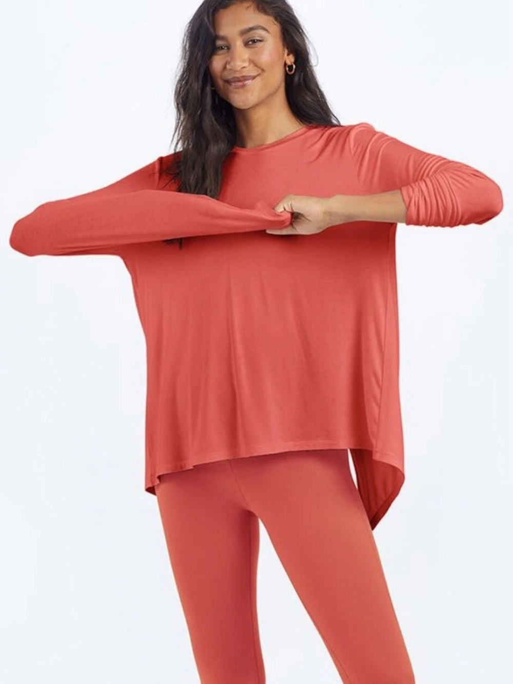 Summersalt The Convertible Split Back Long Sleeve Top Terracotta Small